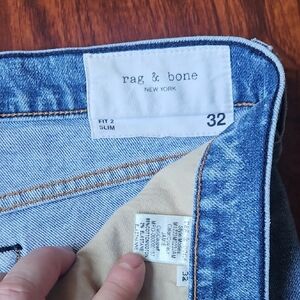 Rag & Bone New York Fit 2 Slim Jeans Men’s 32 Light Wash Blue Button Fly Denim
